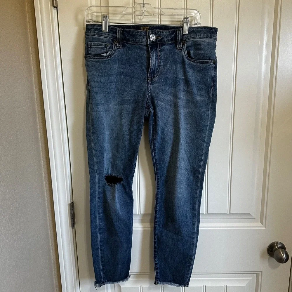KUT from the Kloth Skinny‎ Ankle Jeans Distressed Denim Blue Size 10